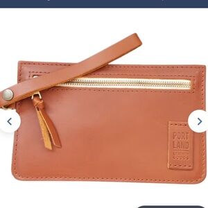 Portland Leather Goods Honey Brown Adriana Pouch Wristlet with Zipper and Strap